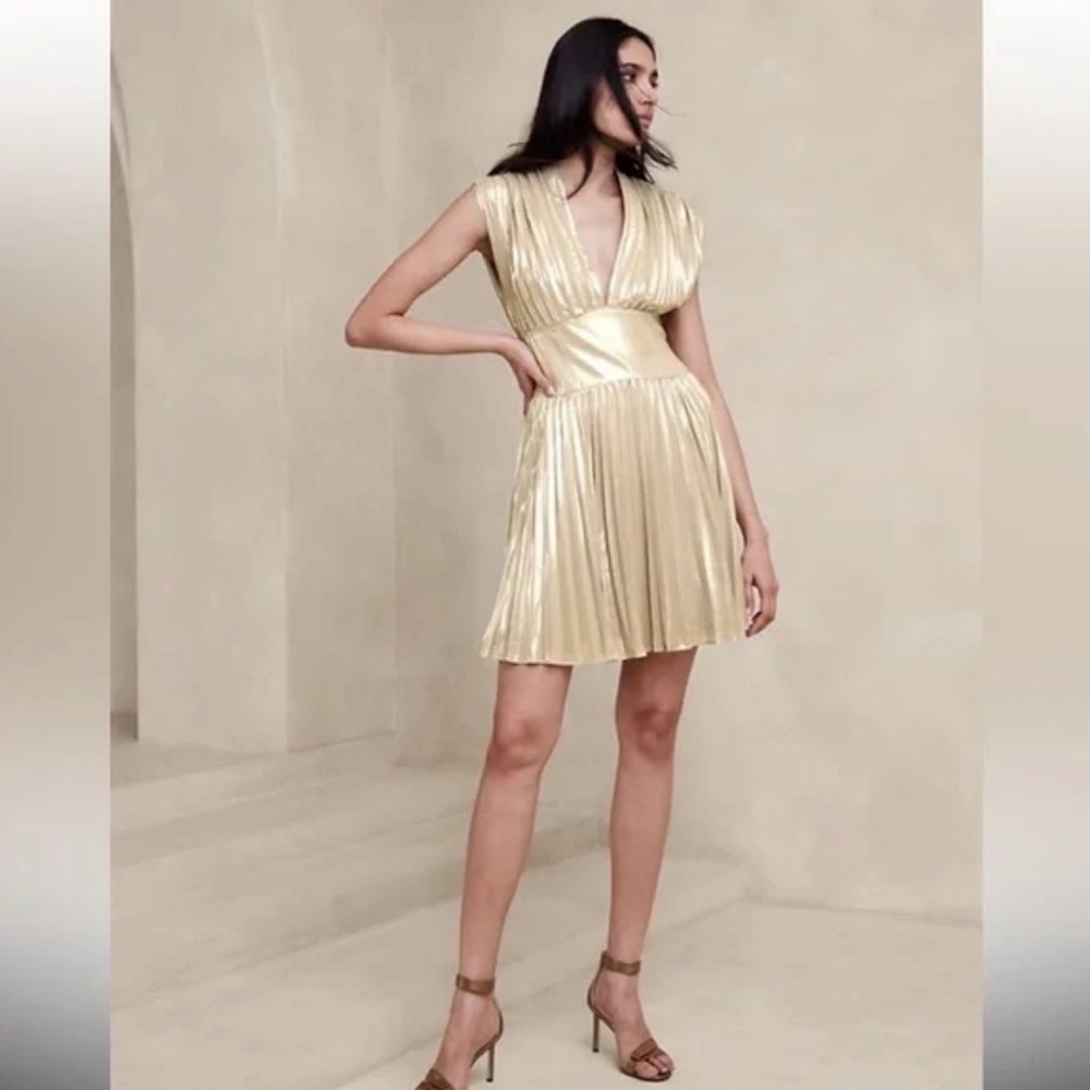 Banana Republic Cici Gold Metalic Mini Dress